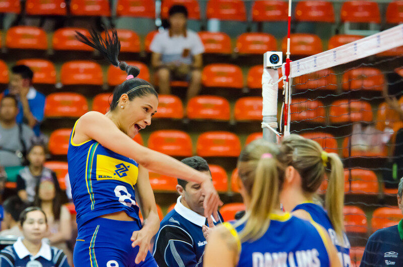 Brazil volleyball attacking Brazil volleyball attacking