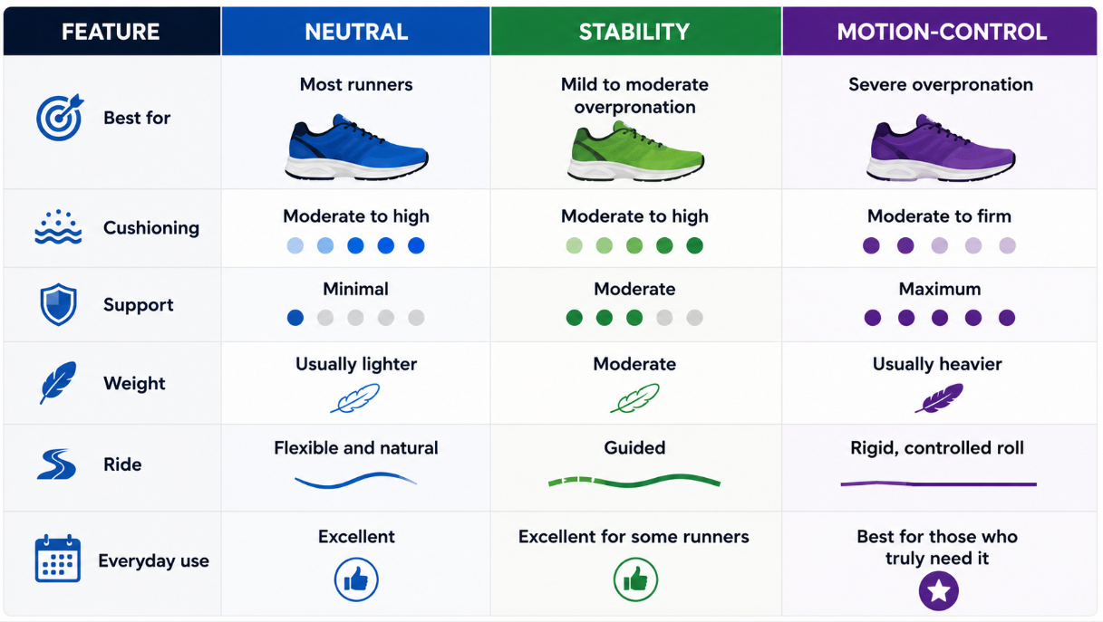 Shoe stability chart Shoe stability chart