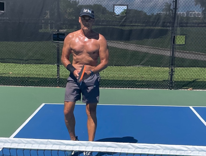 Vic on the pickleball court (age 60) Vic on the pickleball court